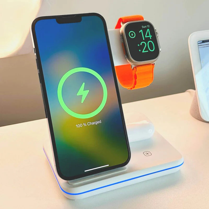 3 in 1 Wireless Charger (18W Quick Charge Plug: Included)