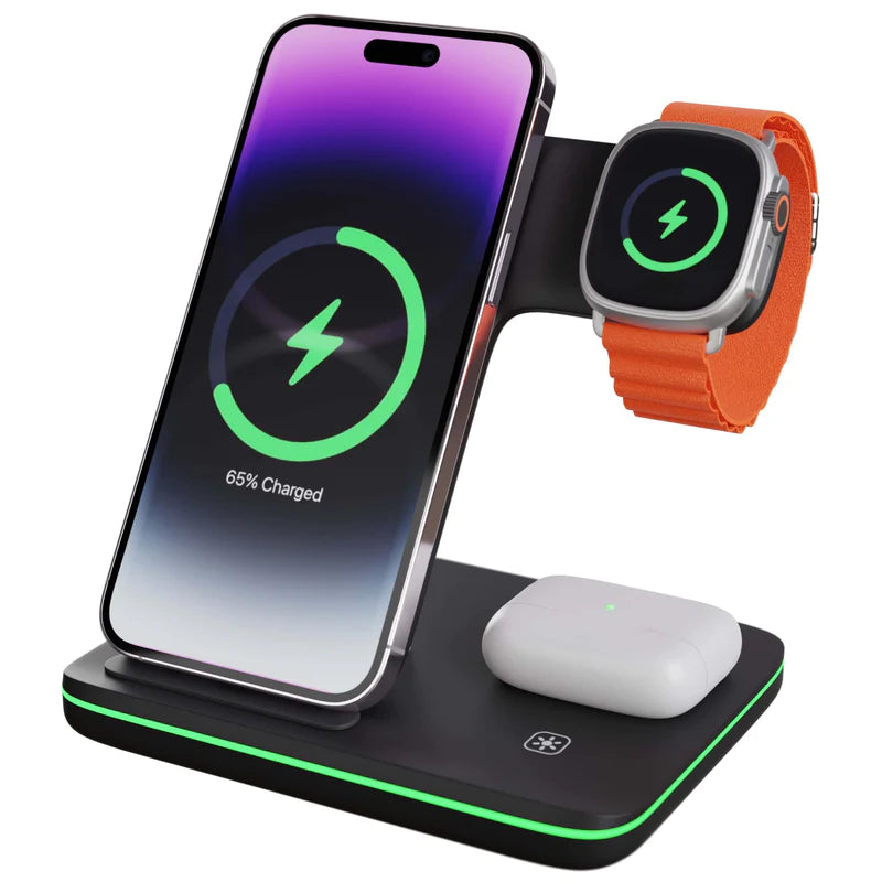 3 in 1 Wireless Charger (18W Quick Charge Plug: Included)